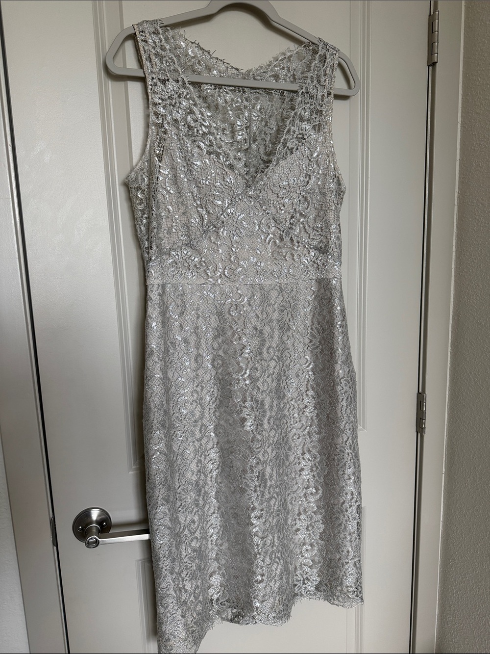BCBGMaxAzria Silver-Tone Lace Trim Blazer Jacket